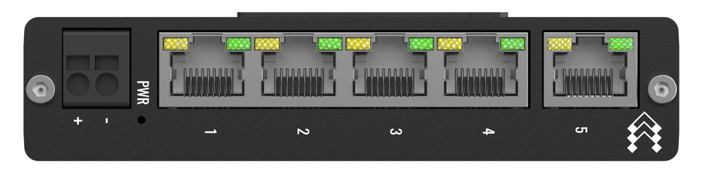 5 porttinen kytkin 10/100 Mbps integroitu DIN kiskokiinnike