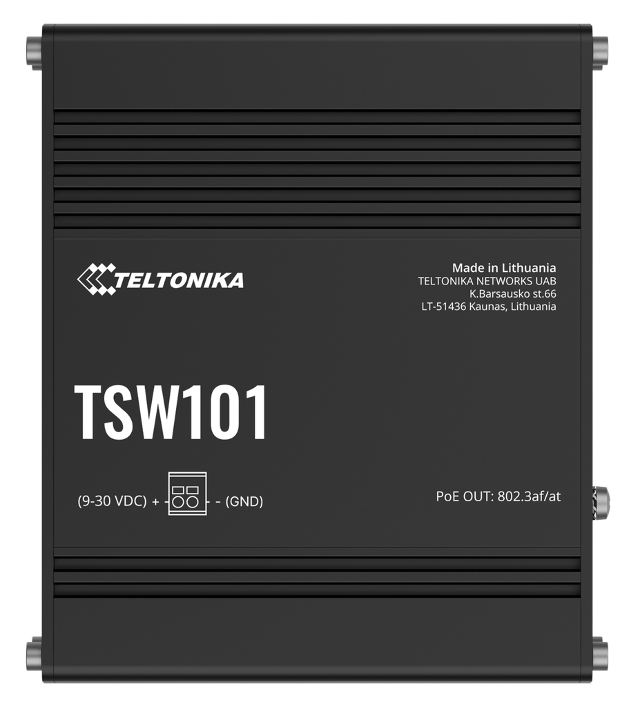 5 porttinen kytkin automotive 12V tai 24V kytkentä PoE+ 1GB 802.3af/at 62w PnP