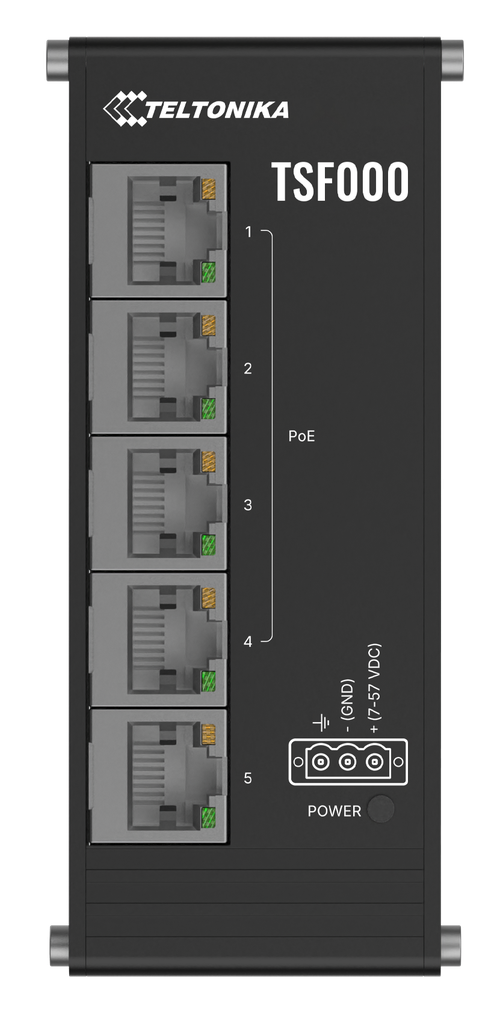 5 porttinen kytkin POE+100 Mbps Layer 2 integroitu DIN kiinnike