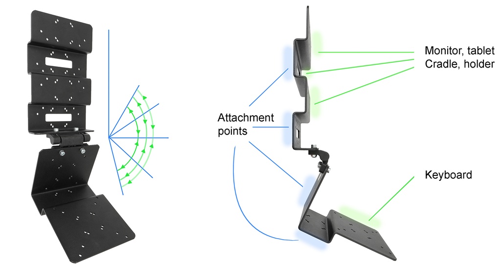 Heavy Duty taitettava teline tabletille ja näppäimistölle (VESA/AMPS)