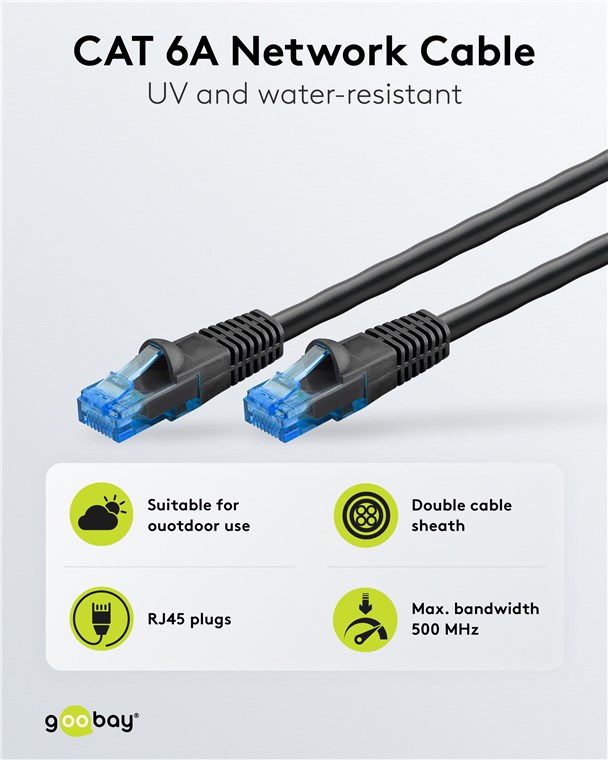 CAT6a U/UTP PE  ulkokäyttöön musta välijohto 