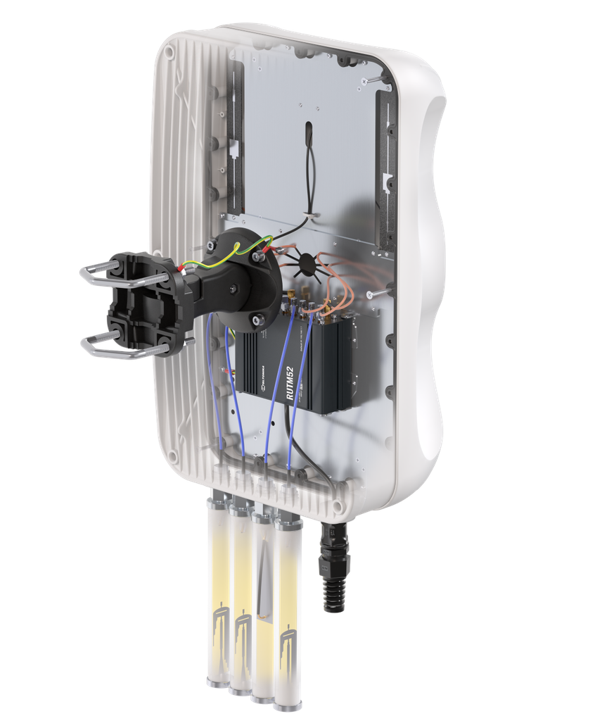 QuMax kotelo sopii RUTM52 integroitu 4G/5G + WiFi + GPS antenni 