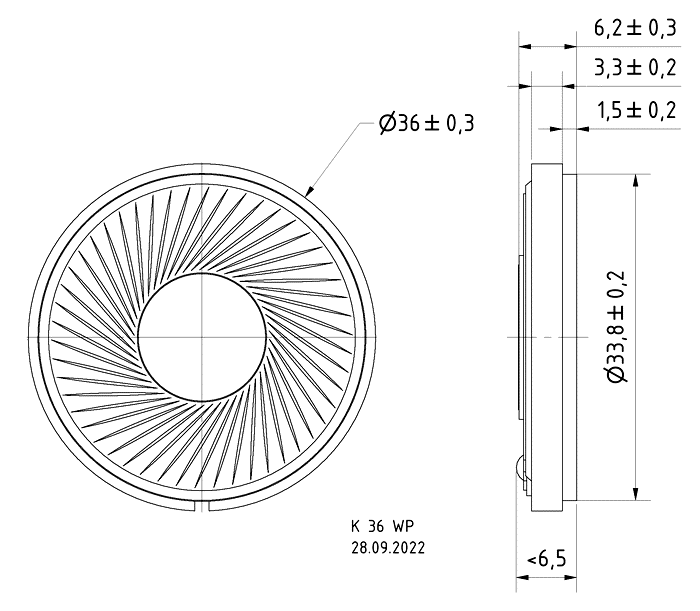 Kaiutin 36 mm 1/2W 8 ohm, Visaton