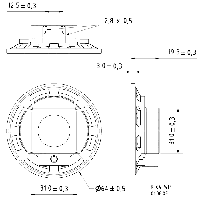 Kaiutin 64 mm 2/3W 8 ohm, Visaton 