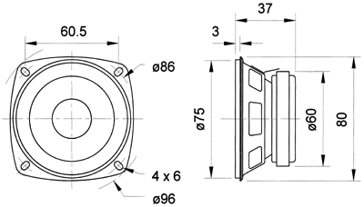 Kaiutin 8mm 10/15W 8 ohm, Visaton 