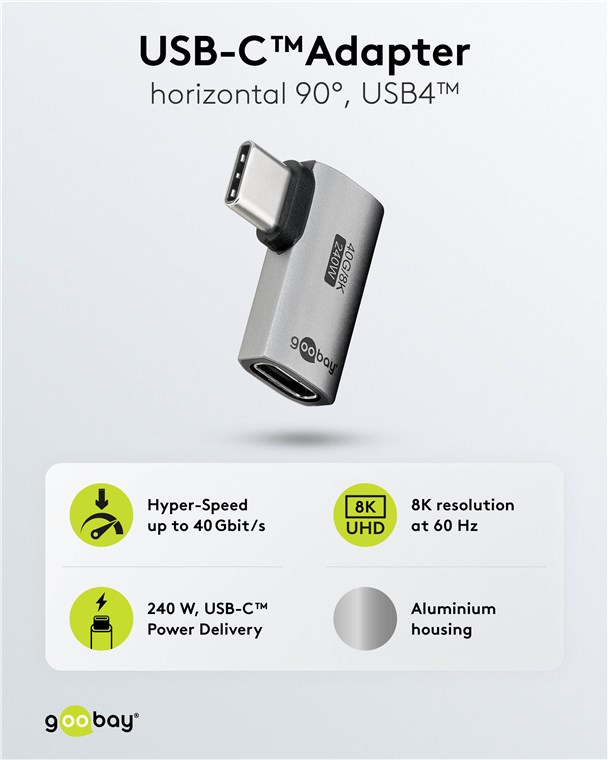 Adapteri USB-C-uros/USB-C-naaras 90³ USB 4.0 240W