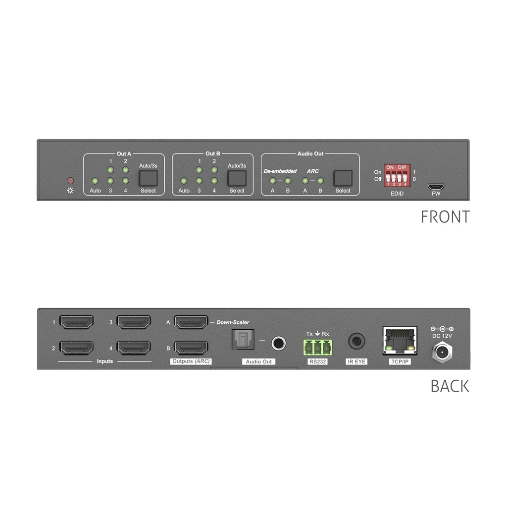 HDMI Matriisi 4x4 4K60 HDMI2.0 HDCP1.4 2.2 18Gpbs