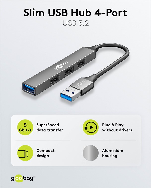 USB-hubi 7 porttia USB 3.0 Inline