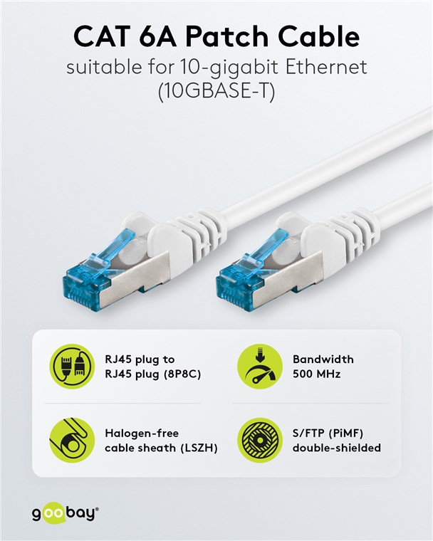 CAT6a-välijohto S/FTP LSZH CU yli sata versiota