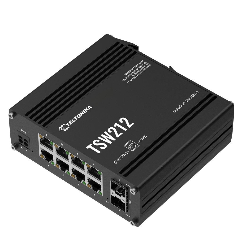 8 porttinen kytkin 1GB, Profinet tuki, SFP portti x2, ei virtalähdettä, hallittava L2/L3