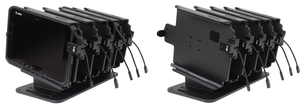 Pöytäteline 5 paikkaa Zebra ET60/ET65 ‑tableteille slide‑in‑pidikkeillä