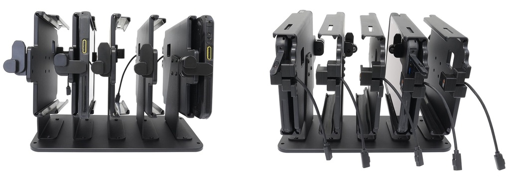 Pöytäteline 5 paikkaa Zebra ET60/ET65 ‑tableteille slide‑in‑pidikkeillä