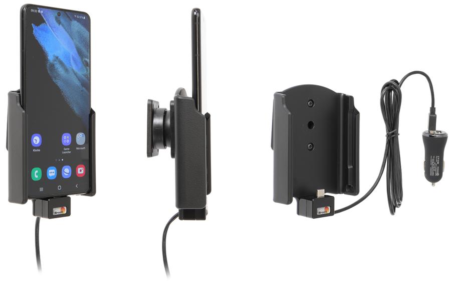 Brodit 721245 Aktiv hållare USB-A ciggkontakt Samsung Galaxy S21+ 5G SM-G996B/SM-G996B
