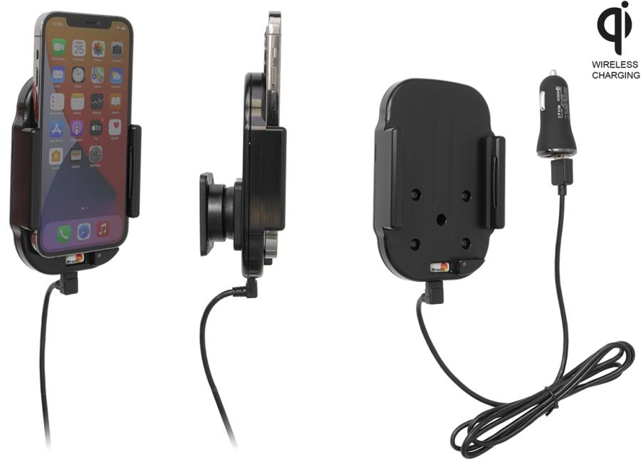 Brodit 718235 Aktiv hållare ciggkontakt Qi wireless Apple iPhone 12/12 Pro