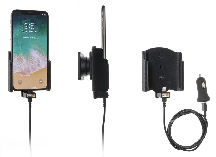 Brodit 521997 Aktiv hållare ciggkontakt flockad Apple iPhone X Xs