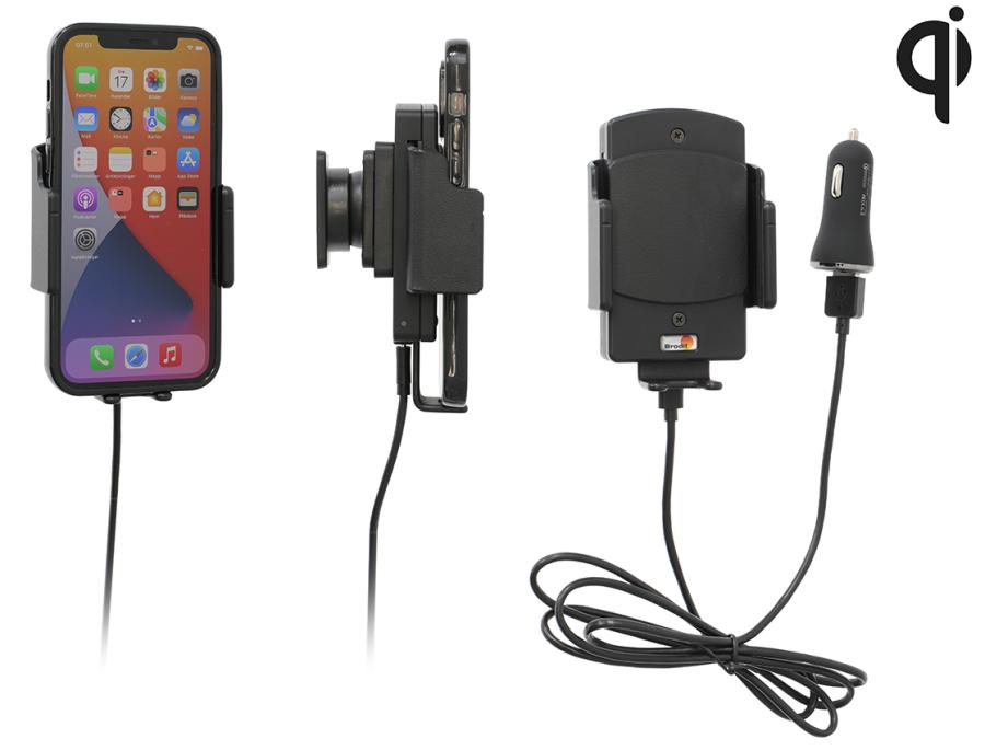 Aktiivipidike Qi wireless säädettävä 61-83 mm QC 3.0A+2.4A tupsyt