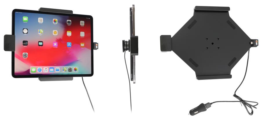 Brodit 753095 Aktiv hållare med kulled USB-kabel och cigg-adapter lås Apple iPad Pro 12,9 2018/2020