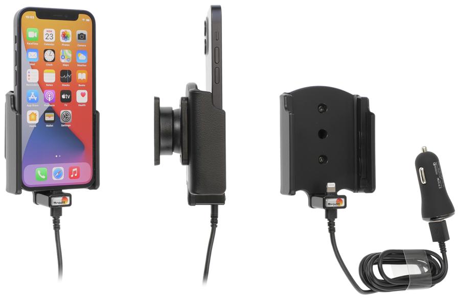 Brodit 721234 Aktiv hållare ciggkontakt QC3A+2,4A Apple iPhone 12 Mini