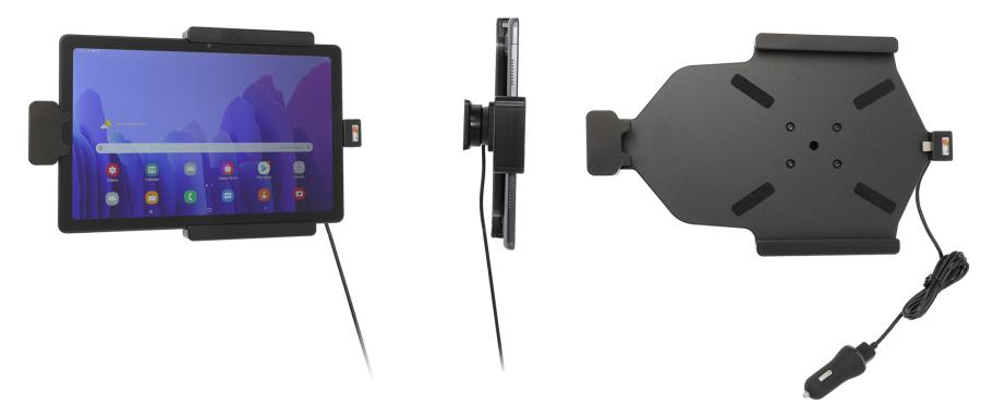 Brodit 753229 Aktiv hållare låsbar ciggkontakt QC3A+2,4A Sams Galaxy Tab A7 10.4 SM-T500/T505