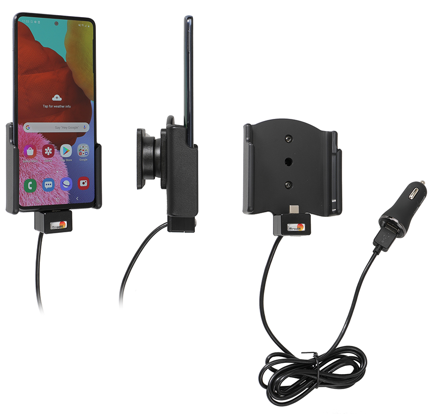 Brodit 721206 Aktiv hållare med kulled ciggkontakt Samsung Galaxy A51 SM-A515F/DSN