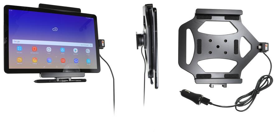 Brodit 721077 Aktiv hållare USB-kabel och cigg-adapter Samsung Galaxy Tab S4 10.5 SM-T830/SM-83