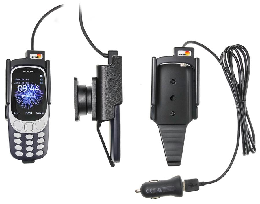 Brodit 721026 Active holder USB cable and cig-plug adapter Nokia 3310 (2017)