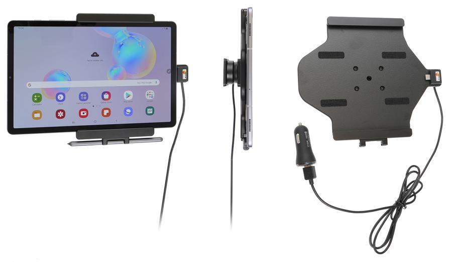 Brodit 721166 Aktiv hållare med kulled USB-kabel och cigg-adapter Samsung Galaxy Tab S6 10.5
