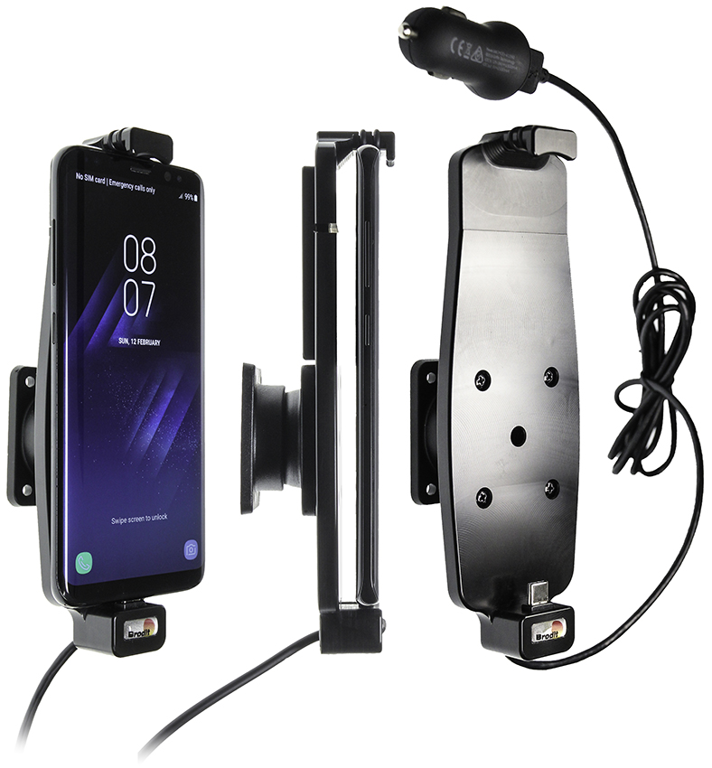 Brodit 521964 Aktiv hållare med kulled USB-kabel och cigg-adapter Samsung Galaxy S8/S9