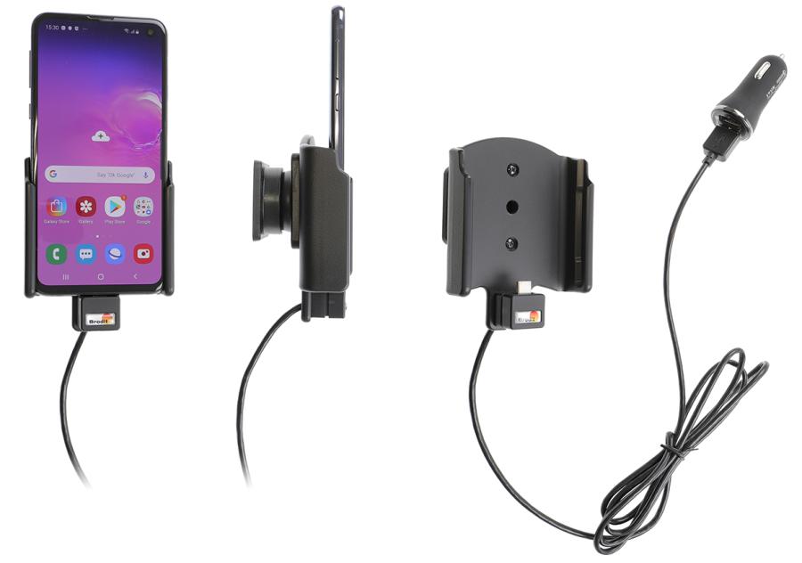 Brodit 721117 Aktiv hållare med kulled USB-kabel och cigg-adapter Samsung Galaxy S10e