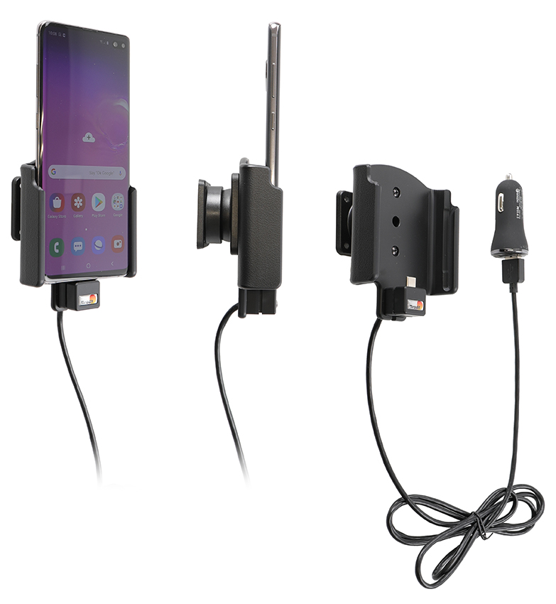 Brodit 721116 Aktiv hållare med kulled USB-kabel och cigg-adapter Samsung Galaxy S10+