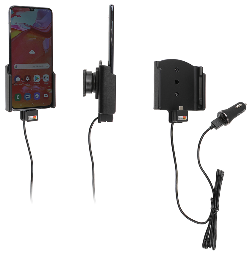 Brodit 721143 Aktiv hållare med kulled USB-kabel och cigg-adapter Samsung Galaxy A70 (SM-A705)