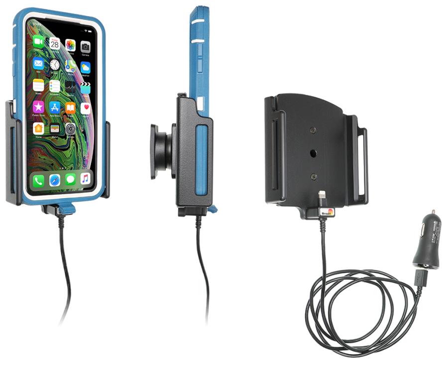 Brodit 721084 Aktiv hållare med kulled USB-kabel och cigg-adapter Apple iPhone 11 Pro/ProMax/XsMax