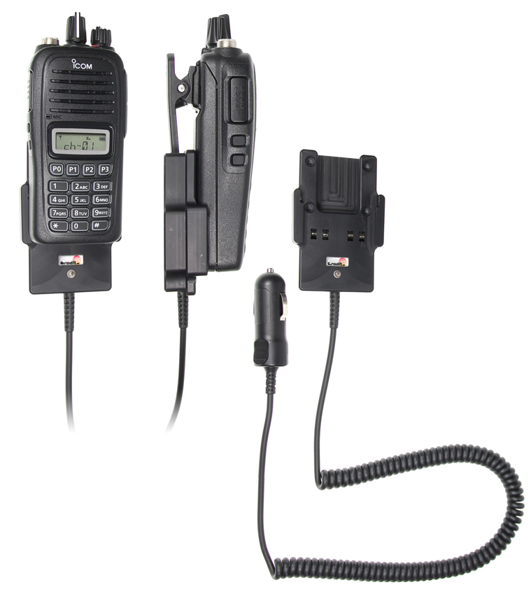 Brodit 530677 Active holder with tilt swivel cig-plug ICOM IC-F100 IC-F1000S IC-F1000T
