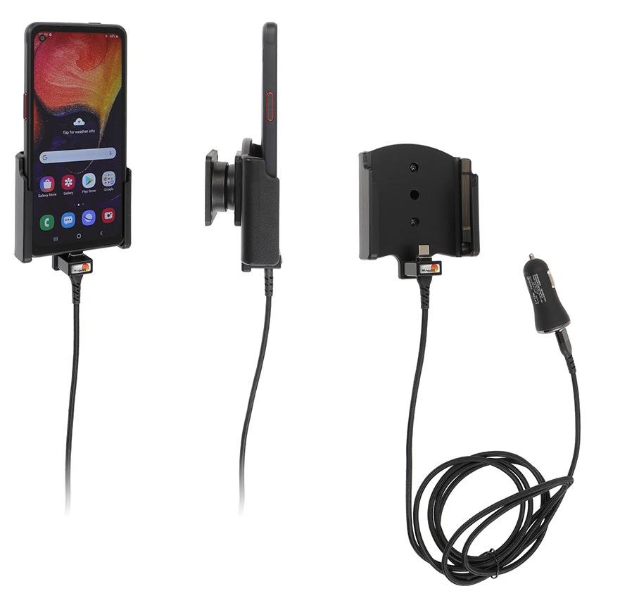 Brodit 721179 Aktiv hållare med kulled med två USB-portar och cigg-adapter Samsung Galaxy XcoverPro SM-G715