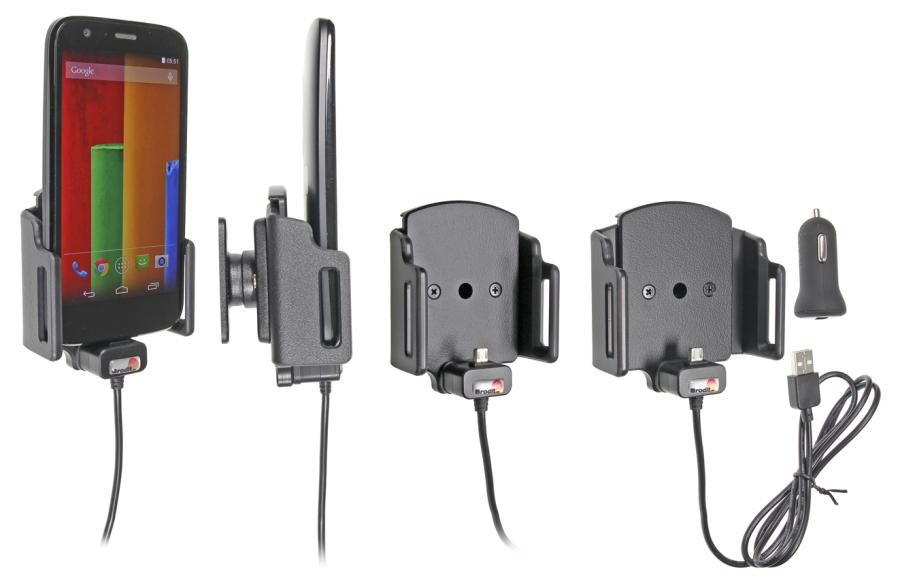 Brodit 521620 Aktiv hållare med USB-kabel och cigg-adapter