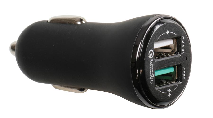 Brodit 945010 Snabbansluten ciggladdare, 2 × USB, 12/24 V, 12/18 W, Qualcomm
