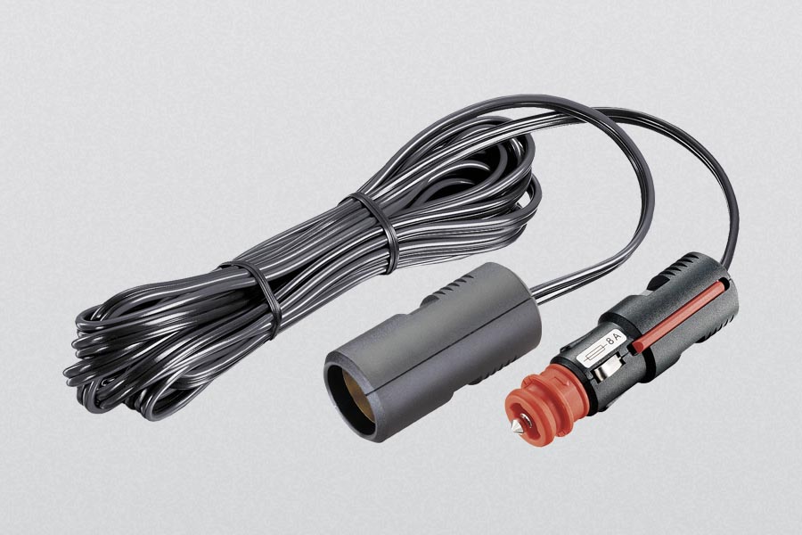 Cigarette lighter extension lead 2 m with interchangeable collar, 2x0.75 mm²