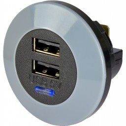 Frontmonterad USB-laddare 9-32 V till USB 5 V, 3 A, 2xUSB