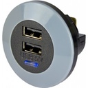 Frontmonterad USB-laddare 9-32 V till USB 5 V, 3 A, 2xUSB