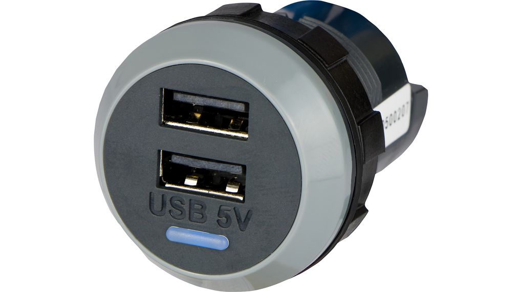 USB charger 9-32 V to USB 5 V, 3 A, 2xUSB