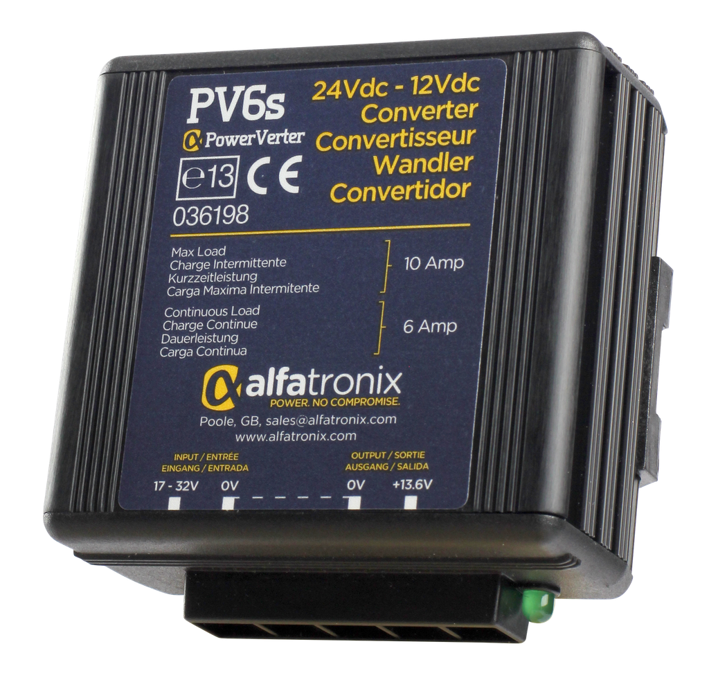 Voltage reducer 24/12 V, 6/10 A