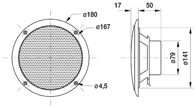 Speaker 165 mm 4 ohm white, IP65 marine use