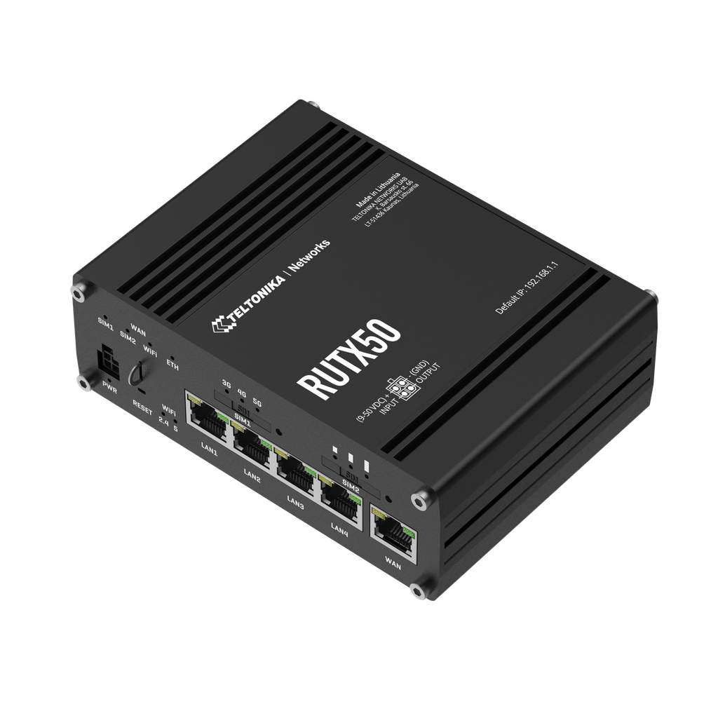 5G reititin WiFi GPS 5xEthernet 2 SIM paikkaa Teltonika Cat20