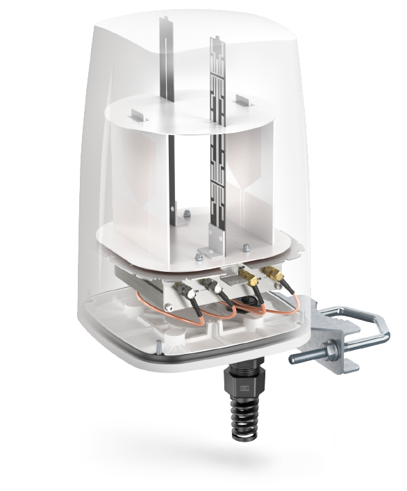 QuSpot kapsling RUT360/361 reittimelle med integrerade 4G- och WiFi-antenner
