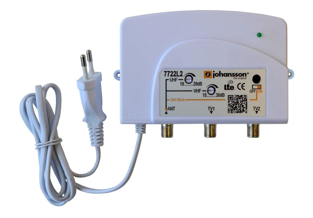 Pientalovahvistin VHF15-30 dB /UHF18-28 dB 40-694 MHz LTE-suodin