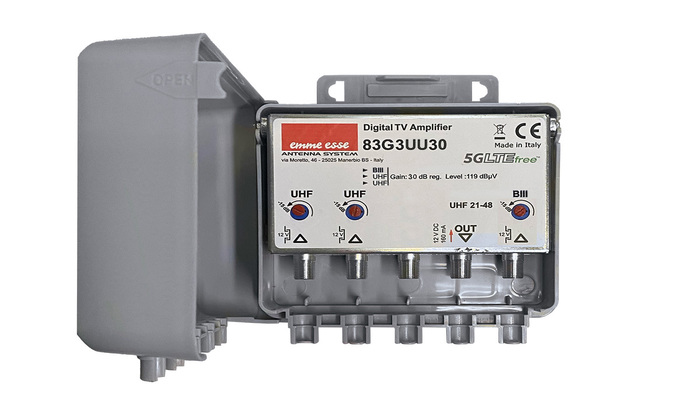 Mastovahvistin VHF15-30 dB/ UHF15-30/UHF15-30 dB  12V LTE, korvaa 83520TL vahvistimen