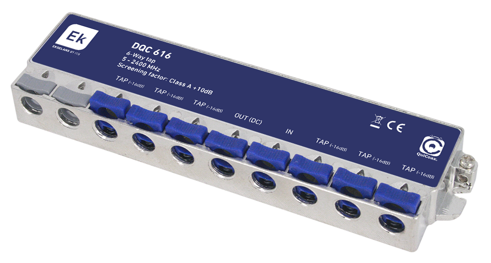 Tap 1/6 5-2400 MHz quick-connect 16 dB/4.4 dB DC pass