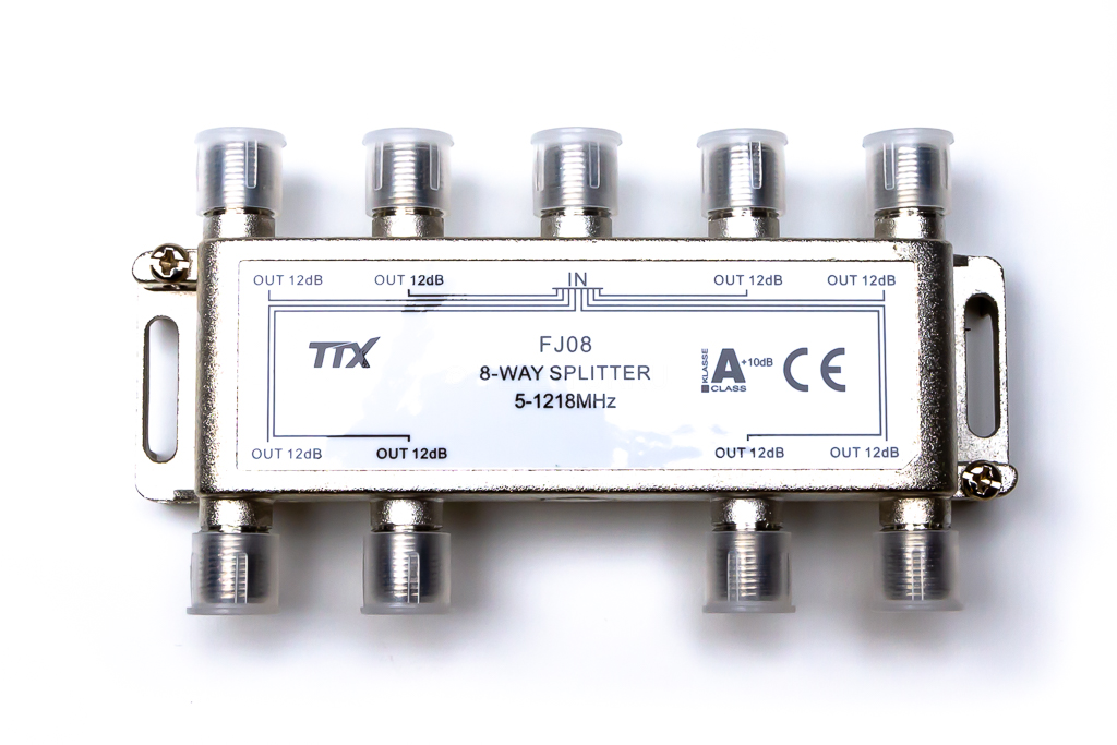 Fördelare 1/8 5-1300 MHz 10,7 dB Docsis 3,1 -kompatibel