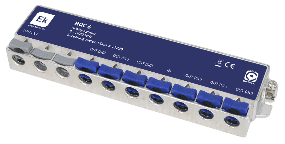 Splitter 1/6 5-2400 MHz quick-connect 12 dB DC pass