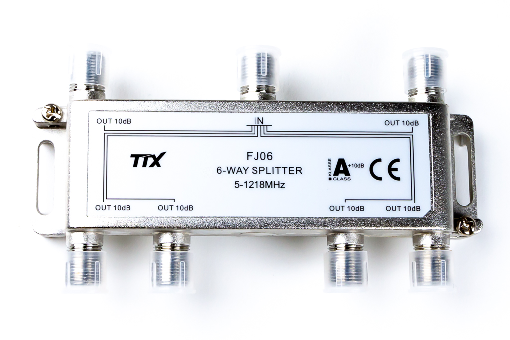 Fördelare 1/6 5-1300 MHz 9,0 dB Docsis 3,1 -kompatibel